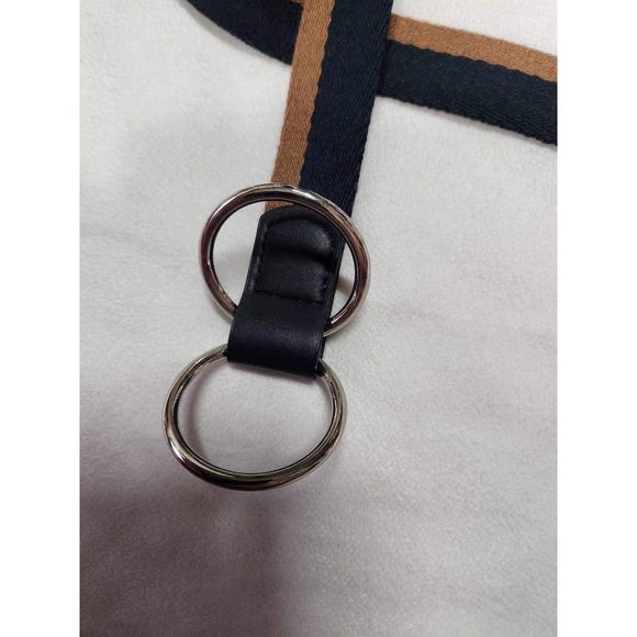 Urban Outfitters Navy Ecru and Brown D-Ring Belt Size 46 - Picture 2 of 5
